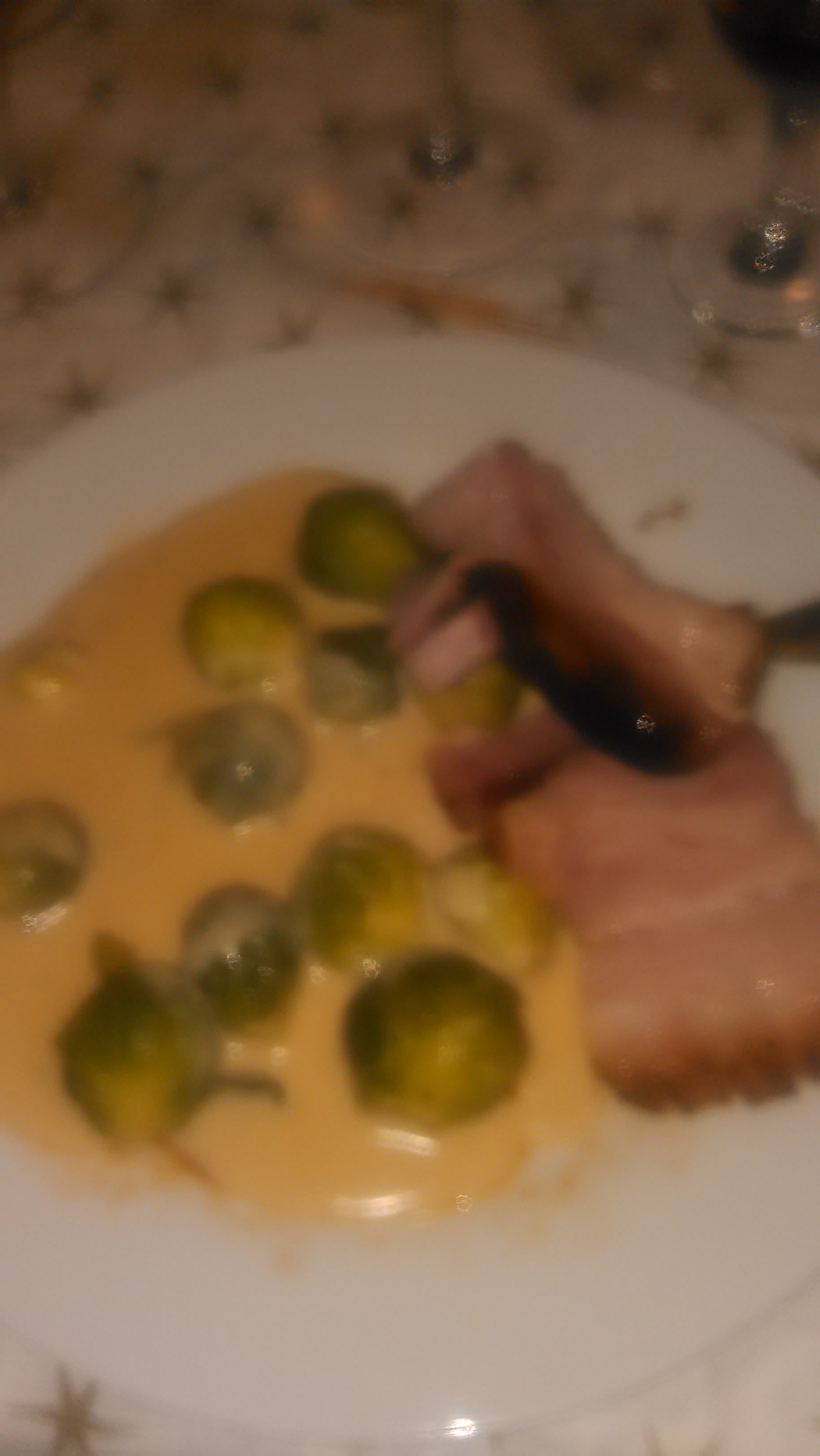 Bacon sous-vide, butter steamed brussel sprouts and a bacon, cream and beer sauce